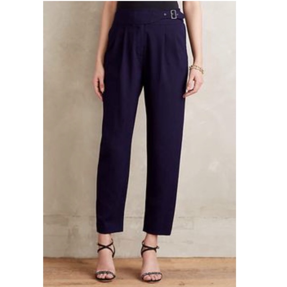 Anthropologie Pants - Cartonnier Navy Pleated High-Rise Trouser